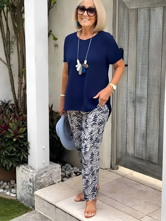 Elna™ | Casual Tvådelat Blommigt Set