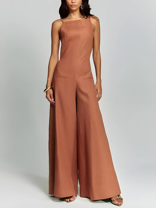 Helena™ | Brun halterneckjumpsuit